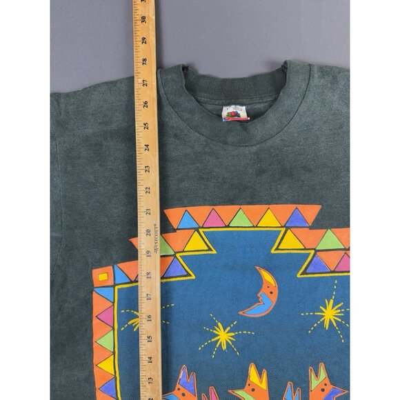 Rare Vintage 80s 1989 Arizona Coyote Art Black Faded FOTL Large Singel Stitch T - Picture 11 of 11